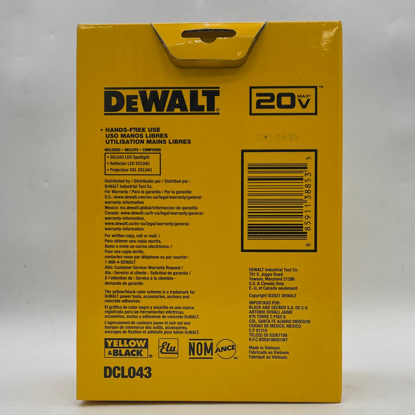 New DeWalt DCL043 20V MAX Jobsite Led Spotlight