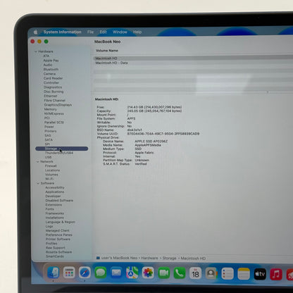 2026 Apple MacBook Neo 13" A18 Pro 5C GPU 4.0GHz 8GB RAM 256GB SSD MHFF4LL/A