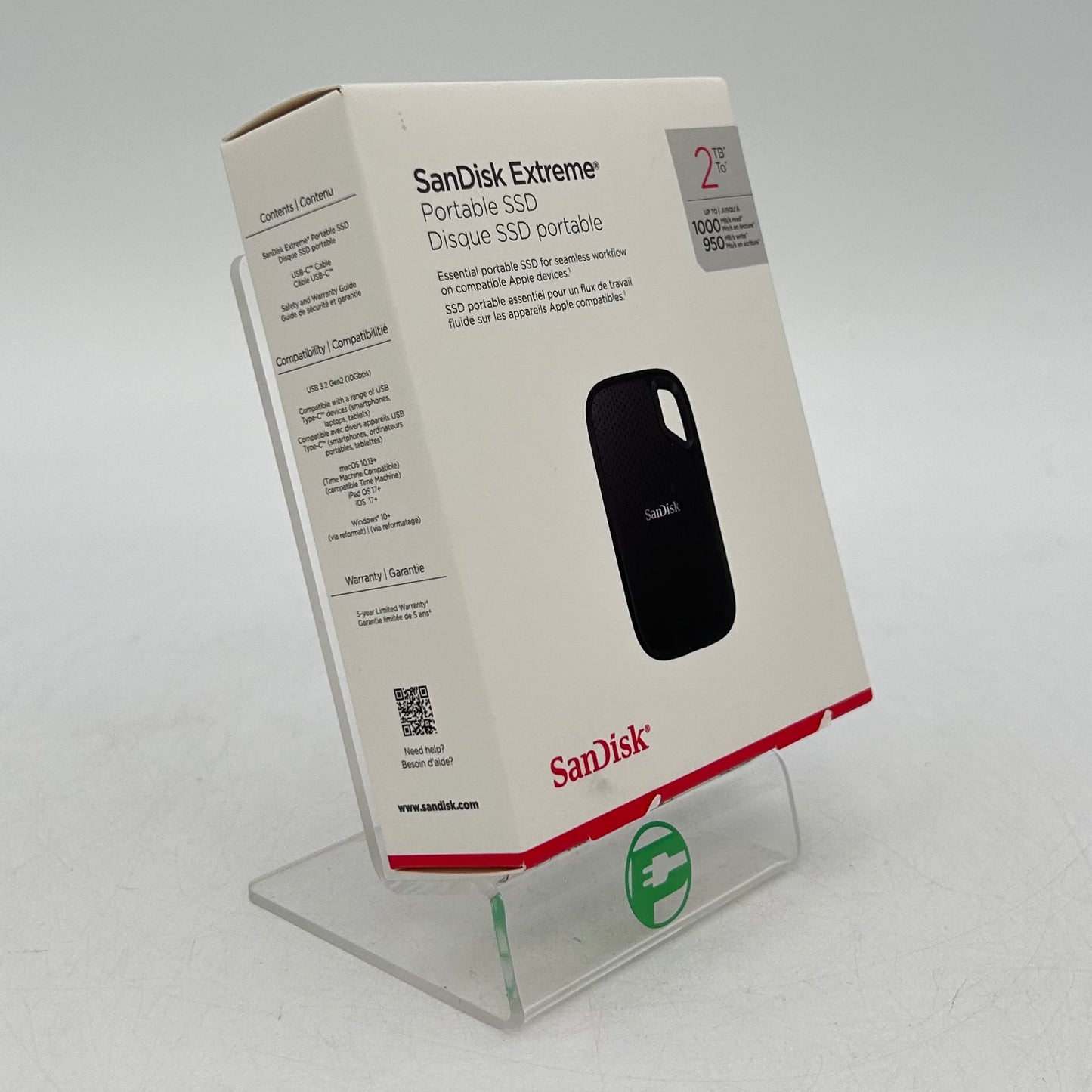 New SanDisk Portable Extreme Portable SSD 2TB USB-C to USB-C SSD SDSSDE62-2T00