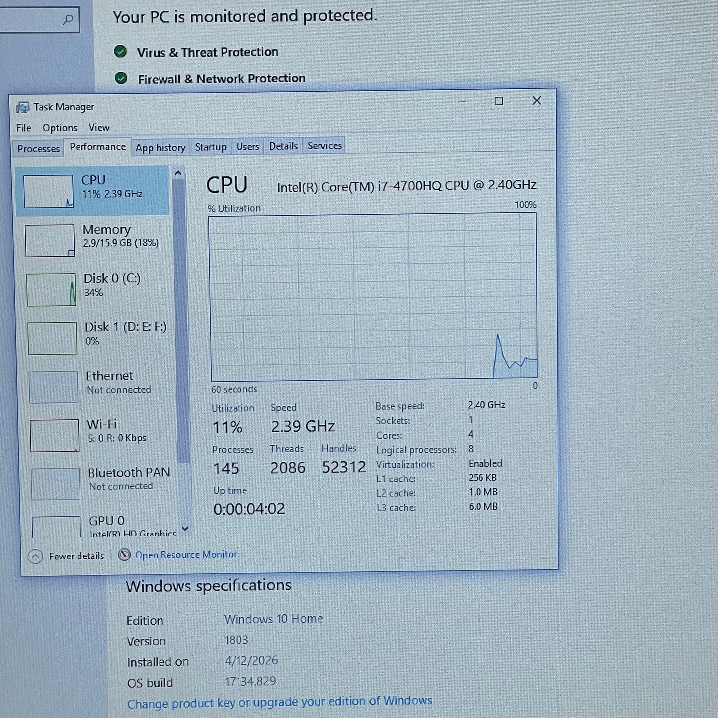 Broken MSI MS-1771 i7-4700HQ 2.4GHz 16GB RAM 128GB SSD 750GB HDD GTX 765M Bad Battery