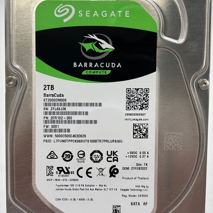 Seagate 3.5" BarraCuda Compute 2TB SATA III 6Gbps HDD ST2000DM008