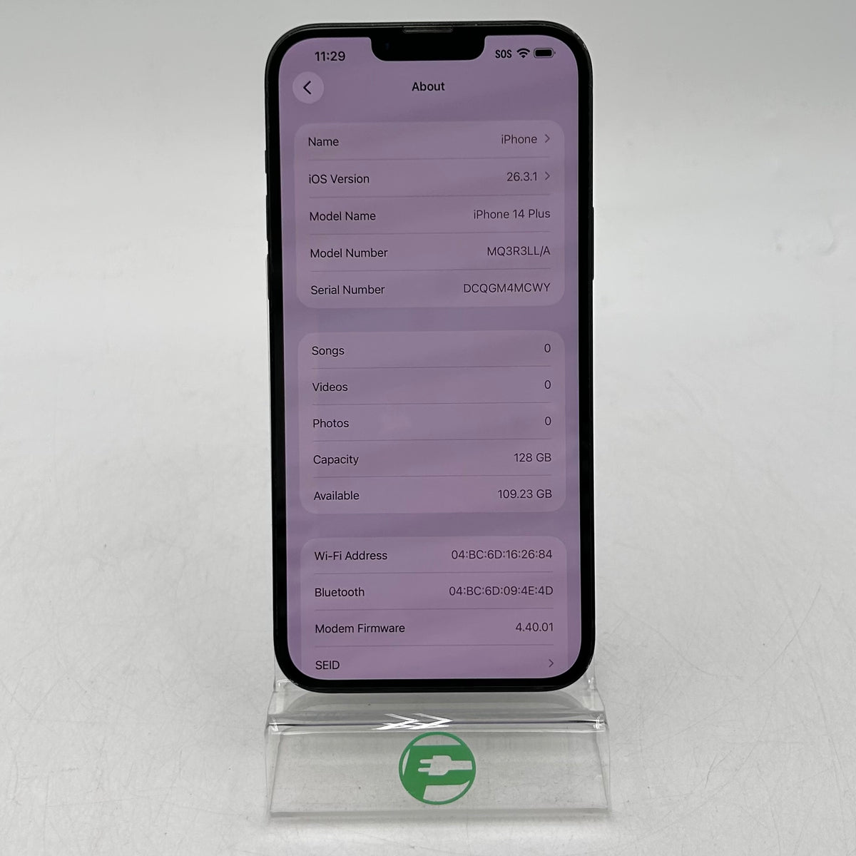 Factory Unlocked Apple iPhone 14 Plus 128GB Midnight MQ3R3LL/A