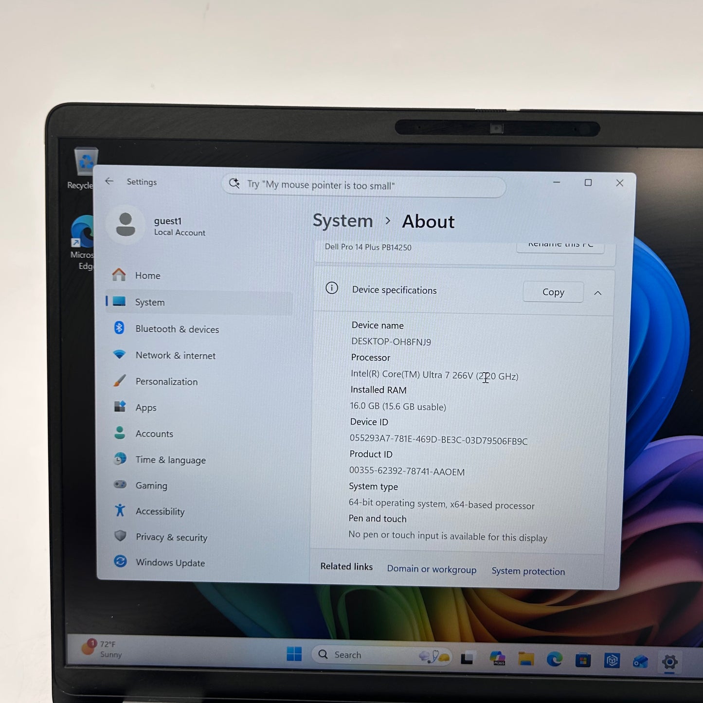 Dell Pro 14 Plus PB14250 14" Core Ultra 7 266V 2.2GHz 16GB RAM 512GB SSD