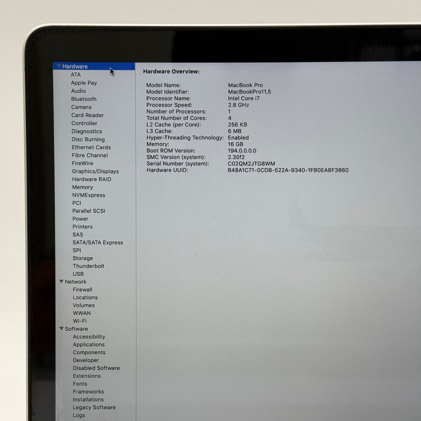 2015 Apple MacBook Pro 15" i7 2.8GHz 16GB RAM 1TB SSD Silver A1398