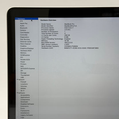 2015 Apple MacBook Pro 15" i7 2.8GHz 16GB RAM 1TB SSD Silver A1398