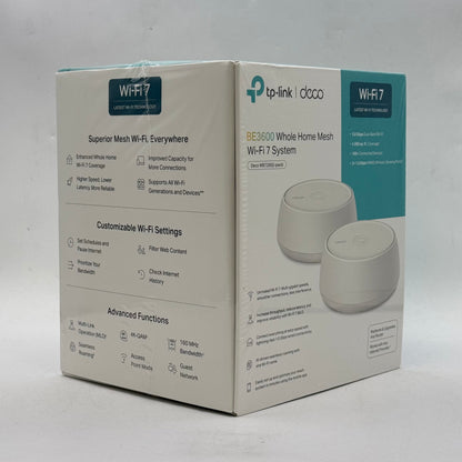 New TP-Link Deco WB7200 (2-Pack) Whole Home Mesh Wi-Fi 7 System BE3600