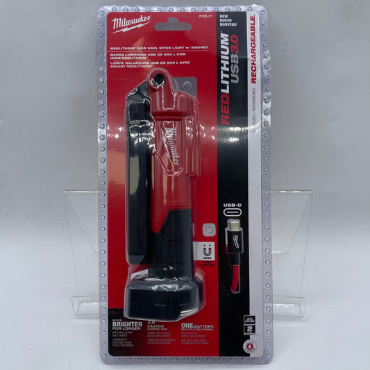 New Milwaukee 2128-21 RedLithium USB 550L Stick Light with Magnet