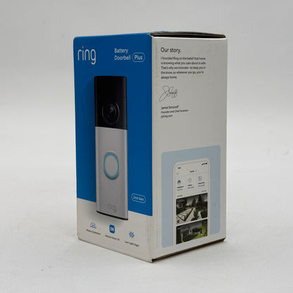 New Ring Battery Doorbell Plus 2nd Gen Smart Video Doorbell 5DCFAB Nickel Silver