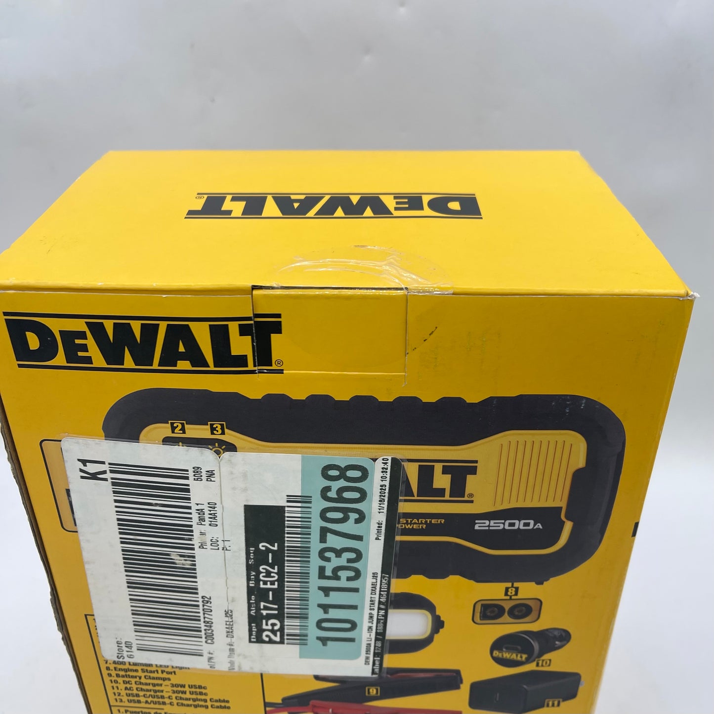 New DeWalt DXAEL25 Lithium Jump Starter With USB Power Bank
