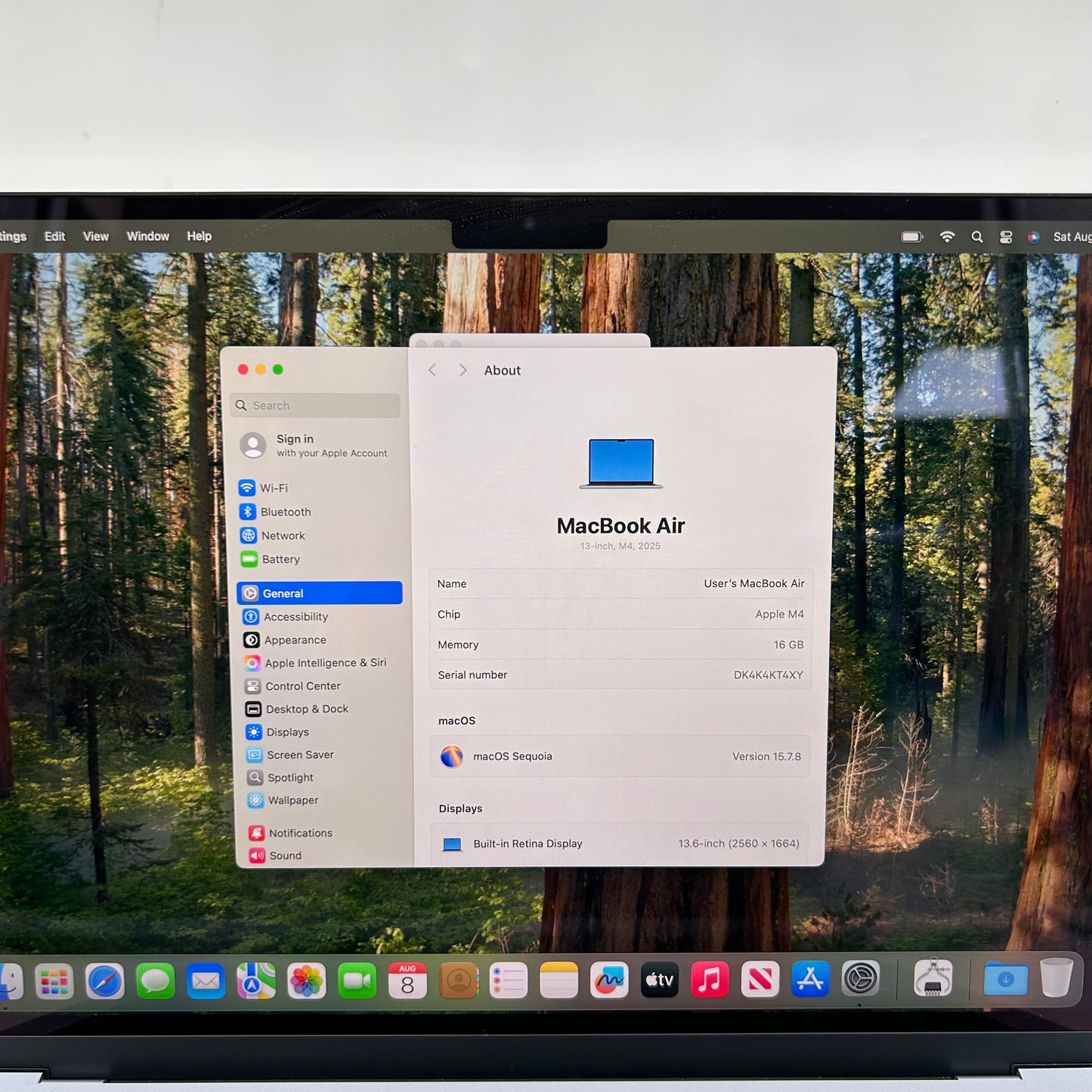 2025 Apple MacBook Air 13" M4 8C GPU 4.5GHz 16GB RAM 256GB SSD MC6T4LL/A