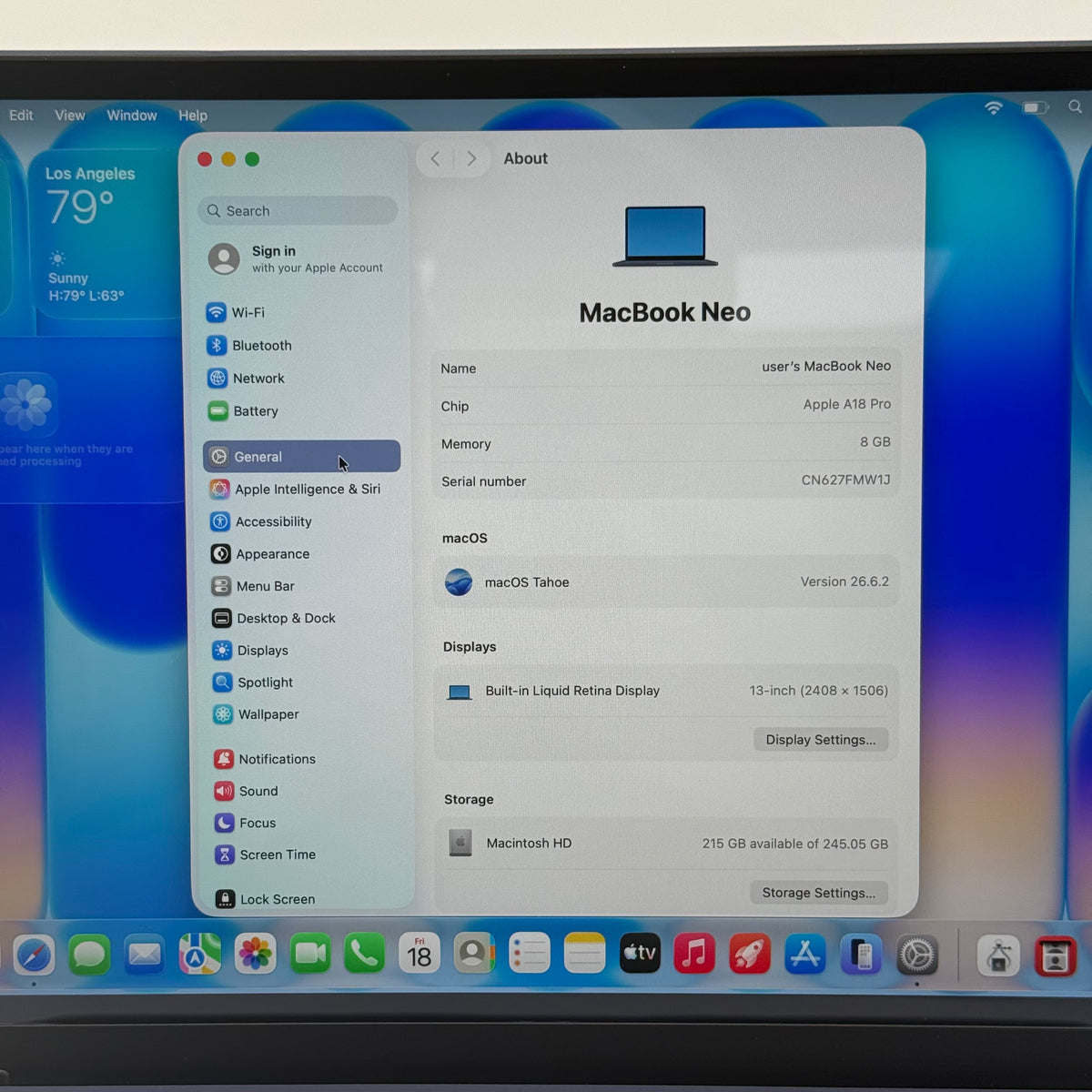2026 Apple MacBook Neo 13" A18 Pro 5C GPU 4.0GHz 8GB RAM 256GB SSD MHFF4LL/A