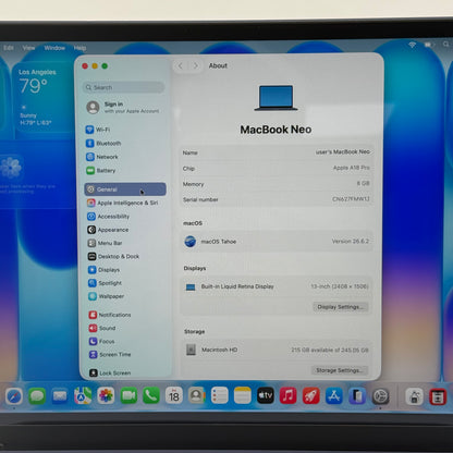 2026 Apple MacBook Neo 13" A18 Pro 5C GPU 4.0GHz 8GB RAM 256GB SSD MHFF4LL/A