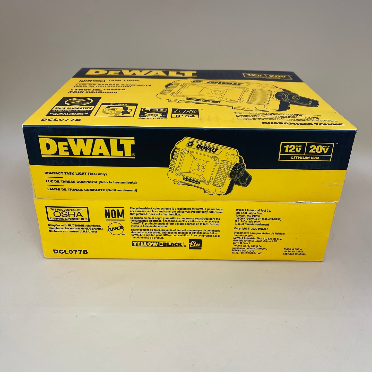 New DeWalt DCL077B 12v/20v MAX Compact Task Light