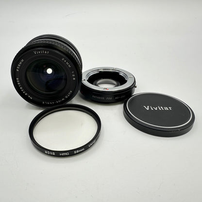 Vivitar 24mm f/2.8 Auto Wide-Angle Lens for Minolta MD Mount + Extras