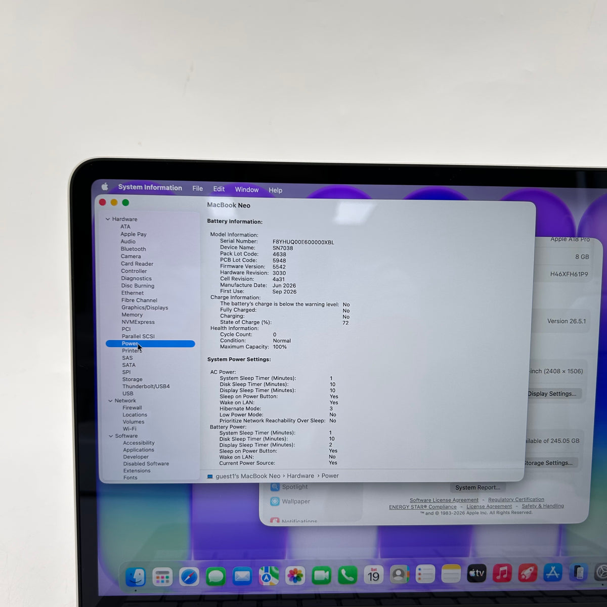 2026 Apple MacBook Neo 13" A18 Pro 5C GPU 4.0GHz 8GB RAM 256GB SSD MHFA4LL/A