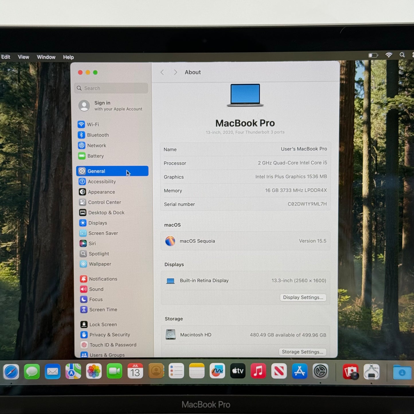 2020 Apple MacBook Pro 13.3" i5 2.0GHz 16GB RAM 512GB SSD Space Gray A2251