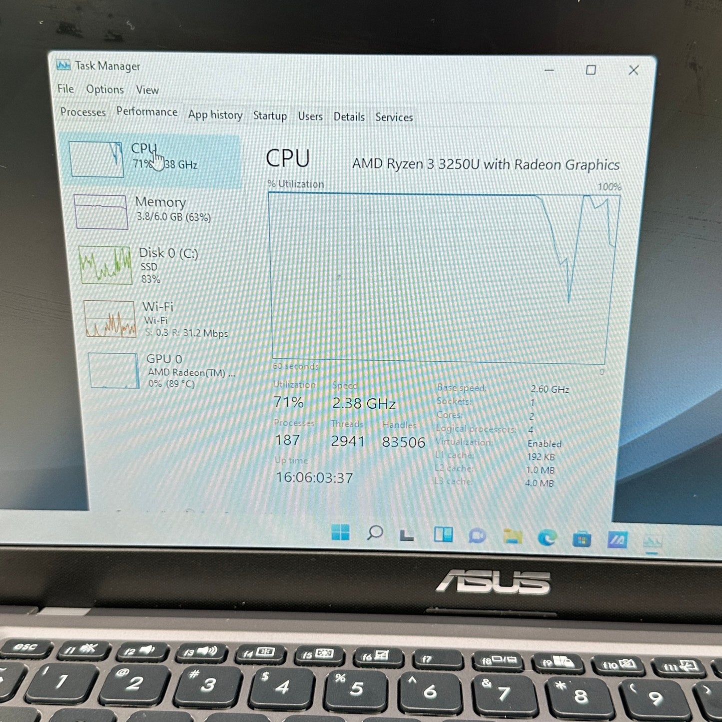 Asus Vivobook M415D X415DA-R3128 14" Ryzen 3 3250U 2.6GHz 8GB RAM 128GB SSD