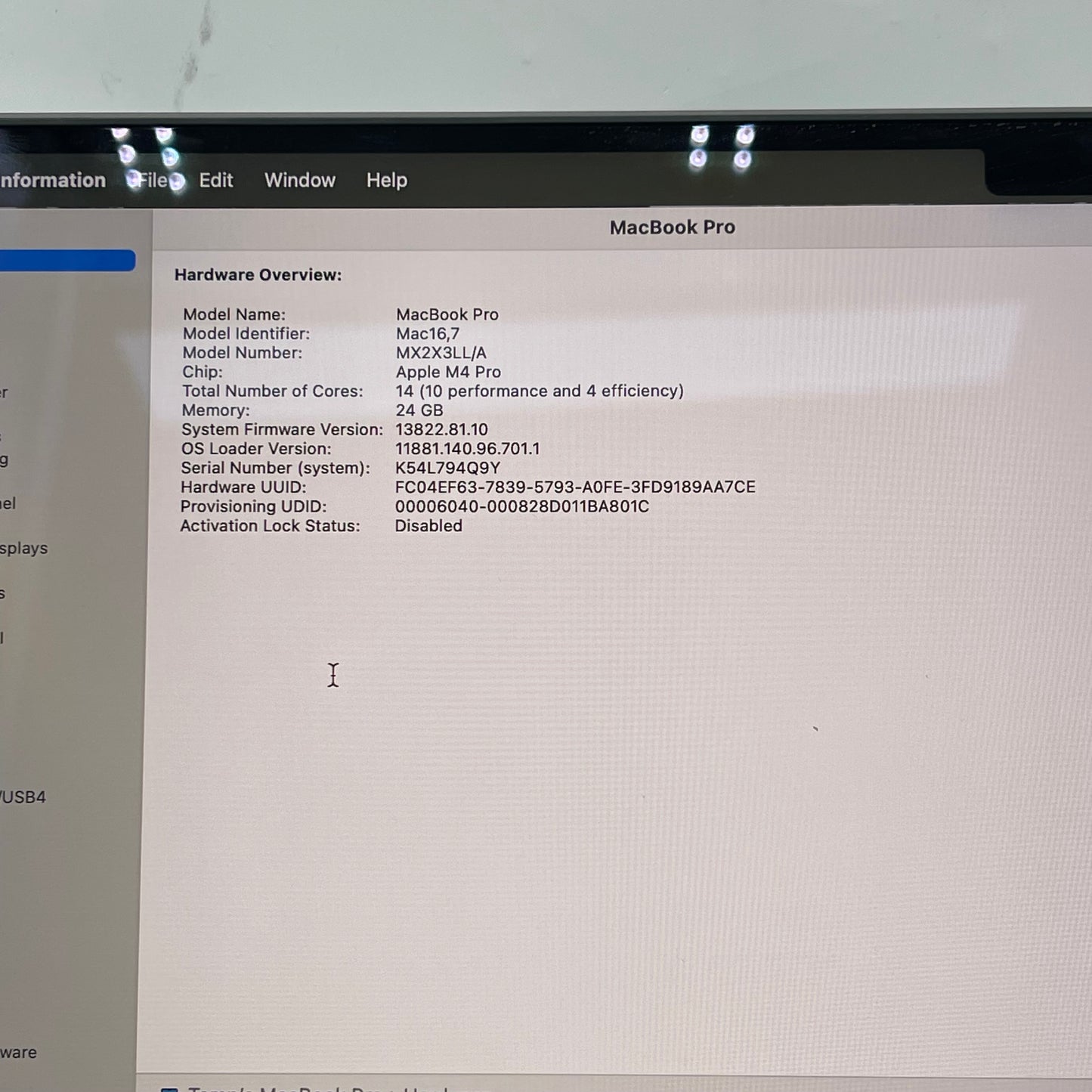 2024 Apple MacBook Pro 16" M4 Pro 20C GPU 4.5GHz 24GB RAM 512GB A3403 AppleCare+