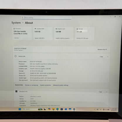 Microsoft Surface Laptop 5 1951 13.5" i5-1235U 2.5GHz 8GB RAM 512GB SSD