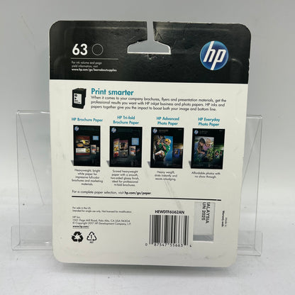 New HP 63 F6U62AN Black Noir Ink Cartridge