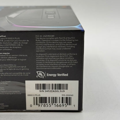 New Logitech G502 X Plus Lightspeed MR0089 Wireless Gaming Mouse Black