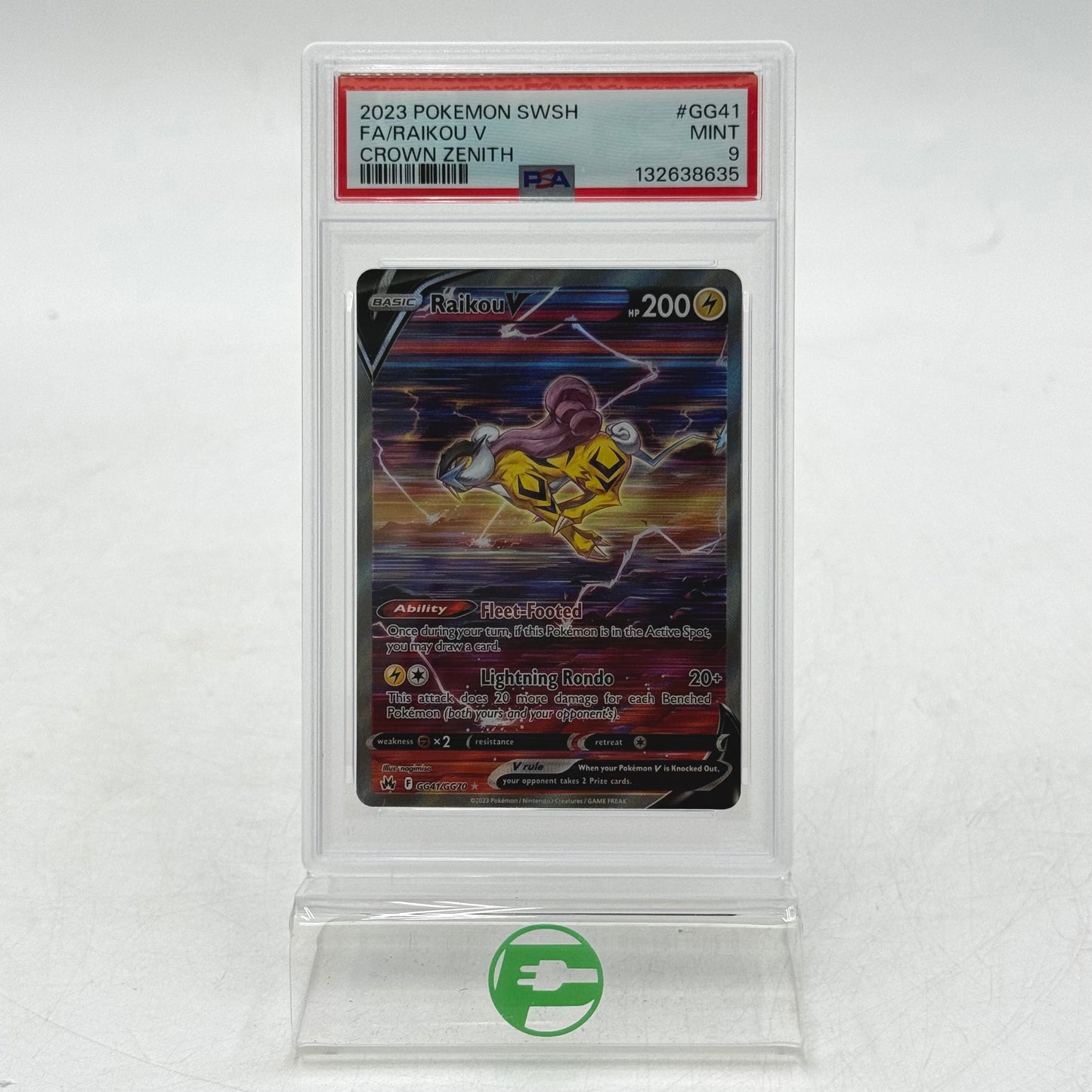 Pokémon TCG Crown Zenith Raikou V GG41/GG70 Holo English PSA 9 Mint