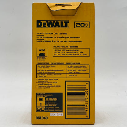 New DeWalt DCL040 20V MAX LED Work Light