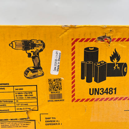 New DeWalt DCD777D1 20V MAX Compact Brushless Drill/Driver Kit (13mm)