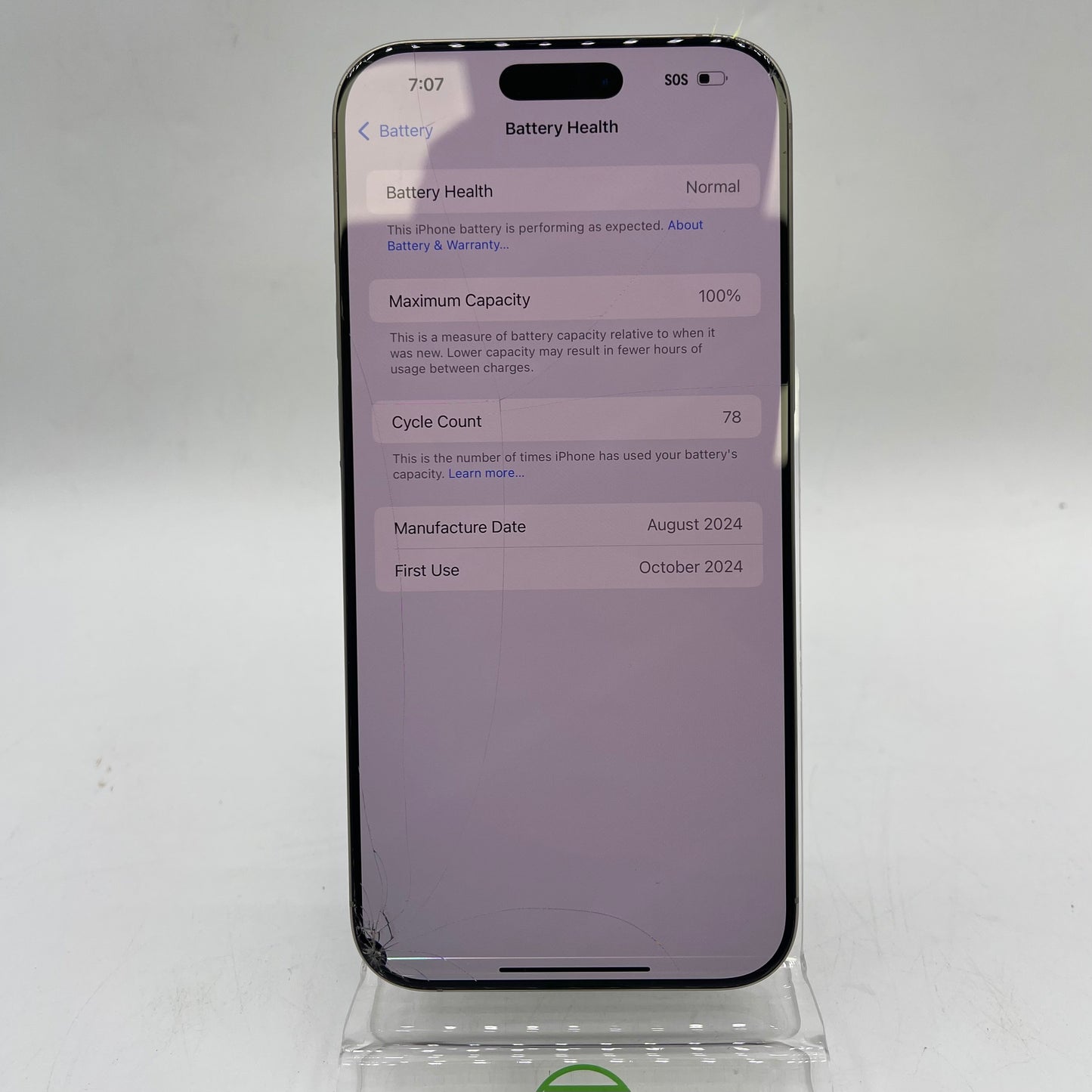 Broken Unlocked Apple iPhone 16 Pro Max 512GB Natural Titanium MYMA3LL/A