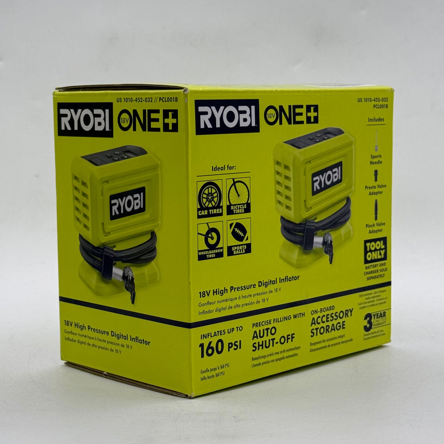 New Ryobi PCL001B 18V High Pressure Digital Inflator