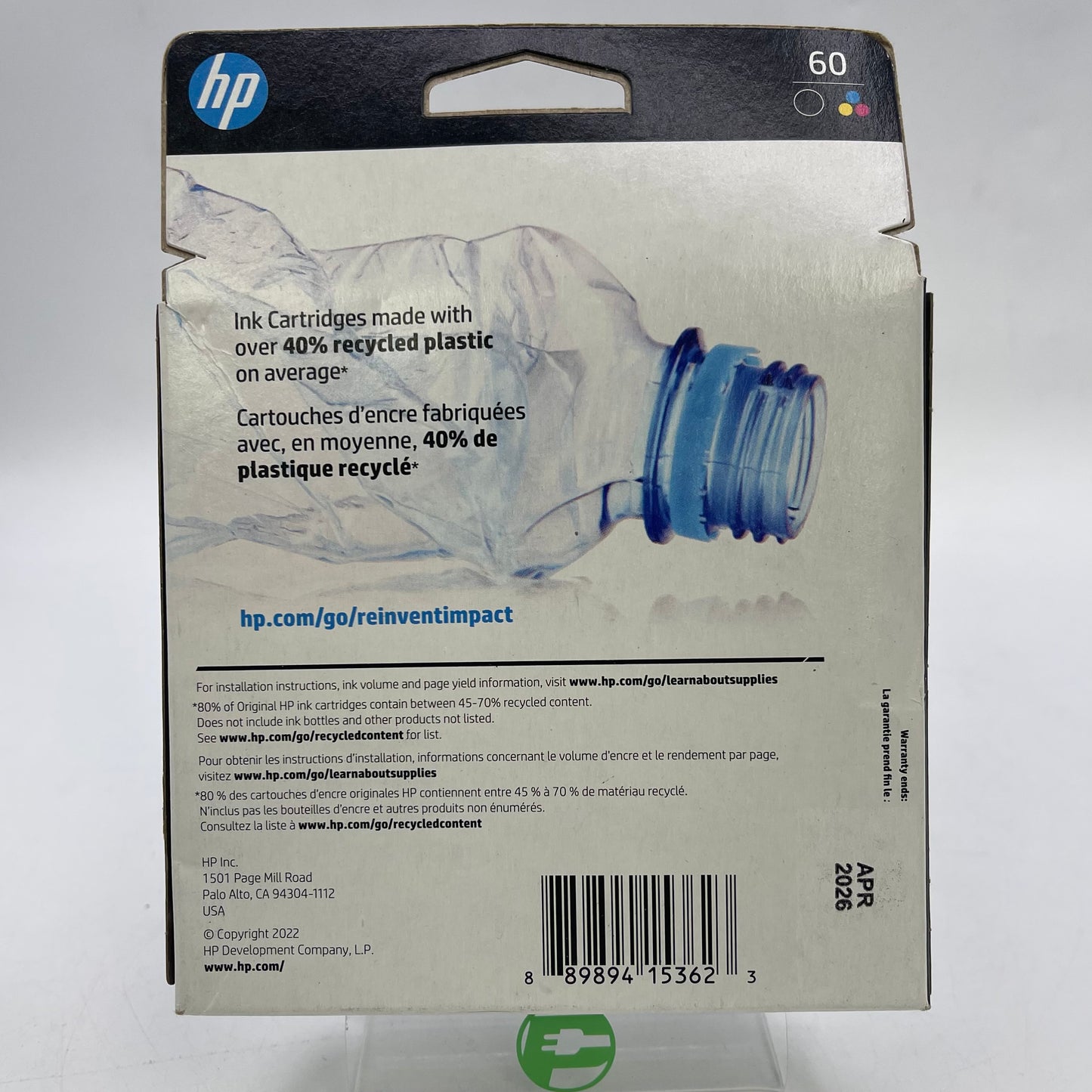 New HP 60 N9H63FN Black/Tri-color Ink Cartridge