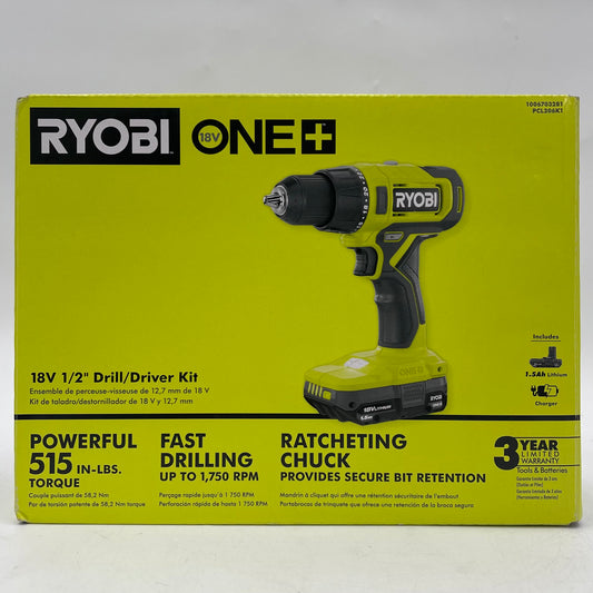 New Ryobi PCL206K1 18V 1/2" Drill Driver Kit