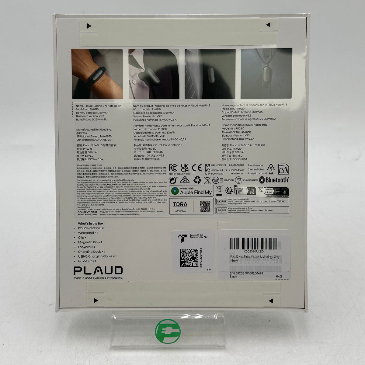 New Plaud NotePin S Wearable AI Note Taker PN0210