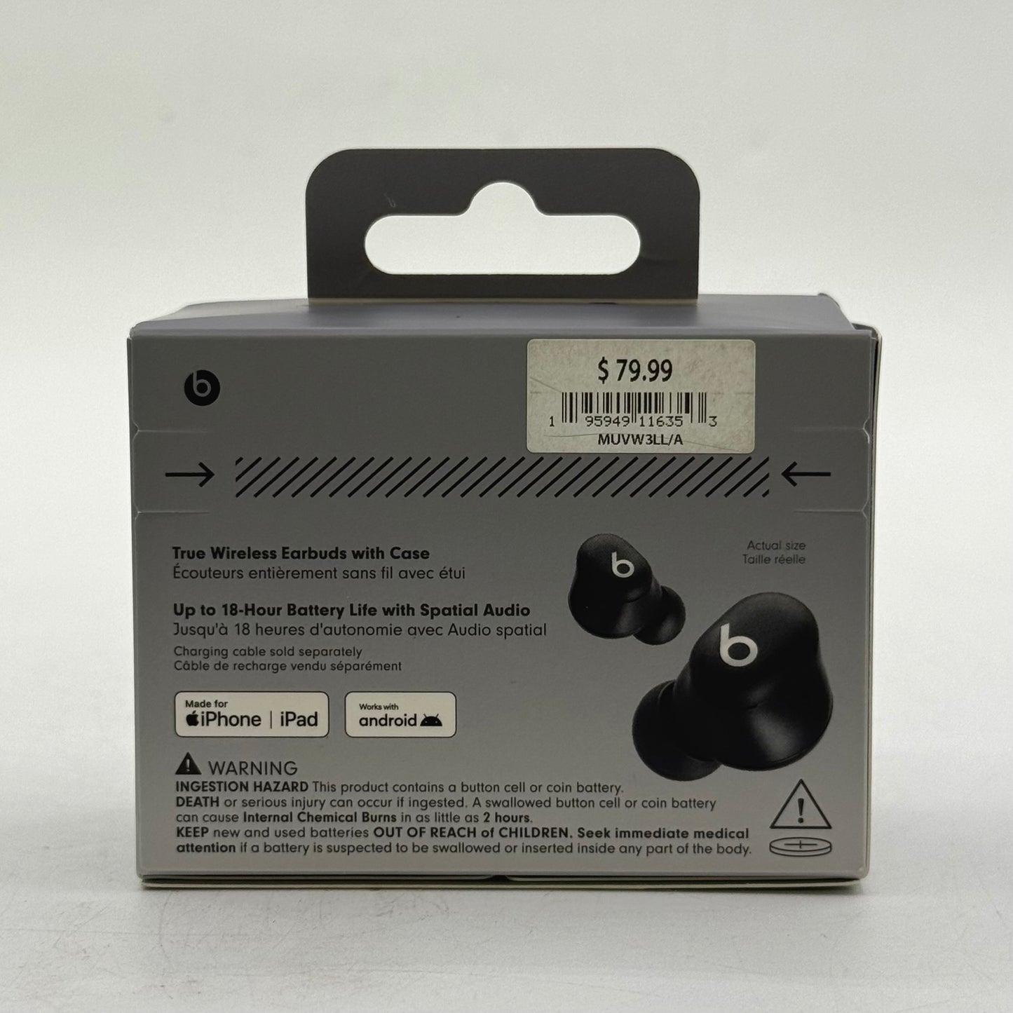New Beats Solo Buds Wireless In-Ear Bluetooth Headphones Black MUVW3LL/A