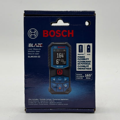 New Bosch GLM165-22 3V Blaze Laser Distance Measure