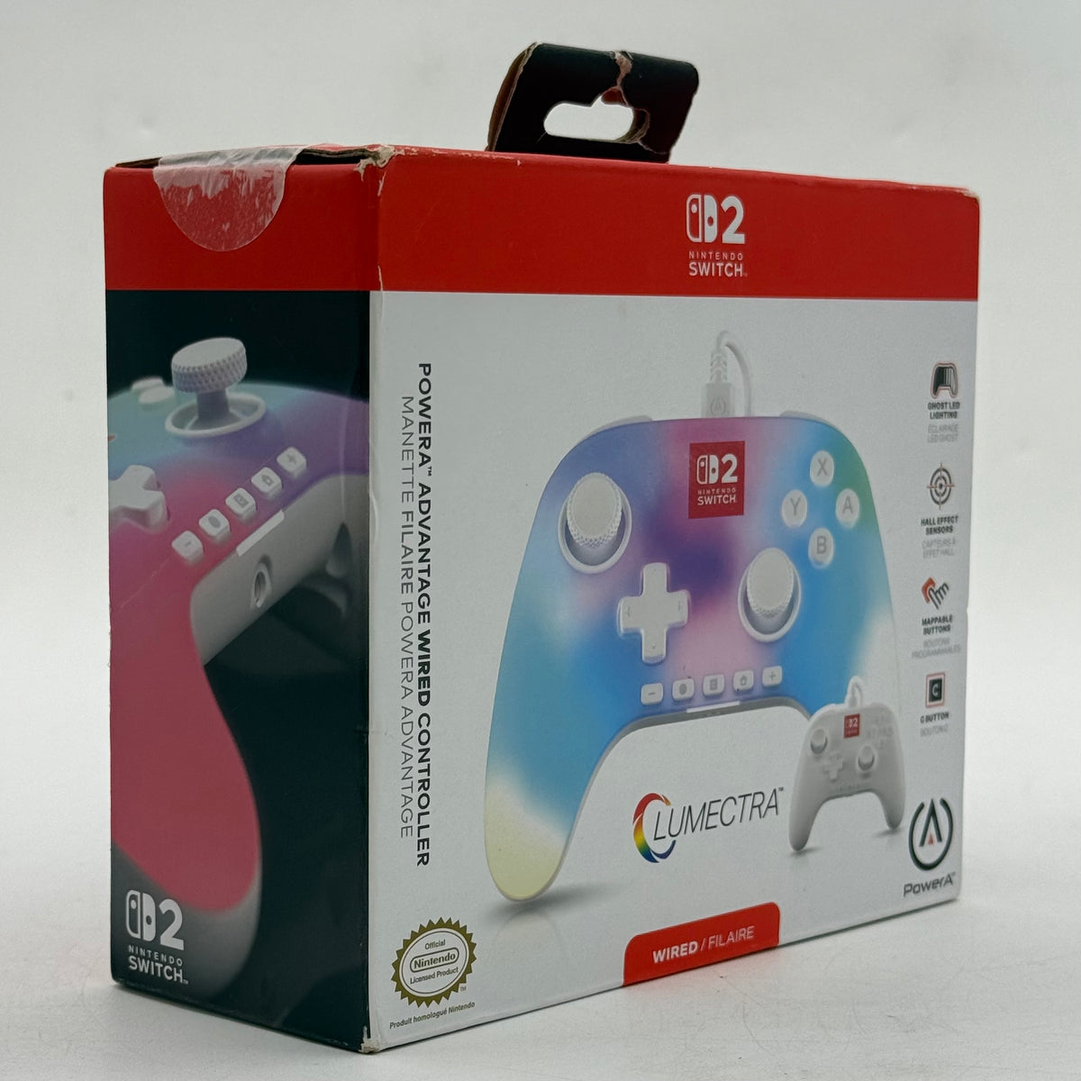 New PowerA Advantage Wired Controller White NSGP0524-01 Controller For Switch 2