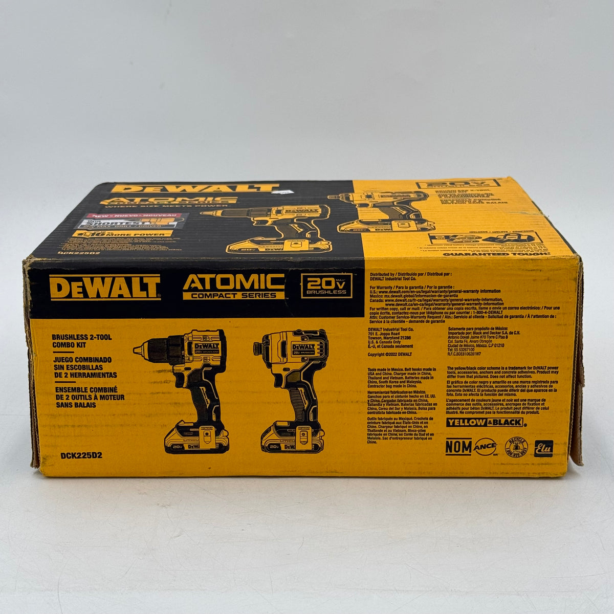 New DeWalt DCK225D2 20V MAX Atomic Compact Series Brushless 2-Tool Combo Kit