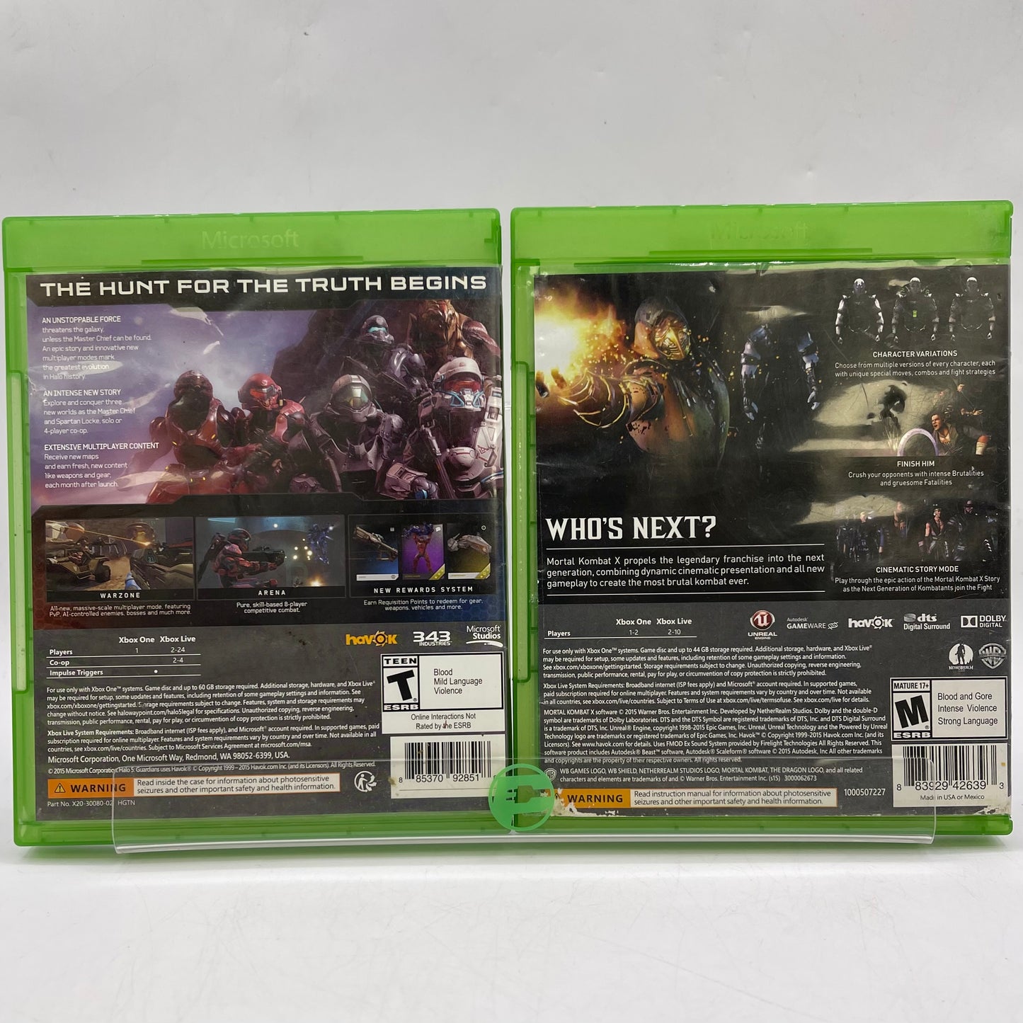 Lot of 2 Microsoft Xbox One Games Mortal Kombat | Halo 5