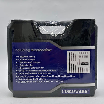 New Comoware TGDRILL-20V-ONE 20V Cordless Drill Driver Kit 25+1 Torque Setting