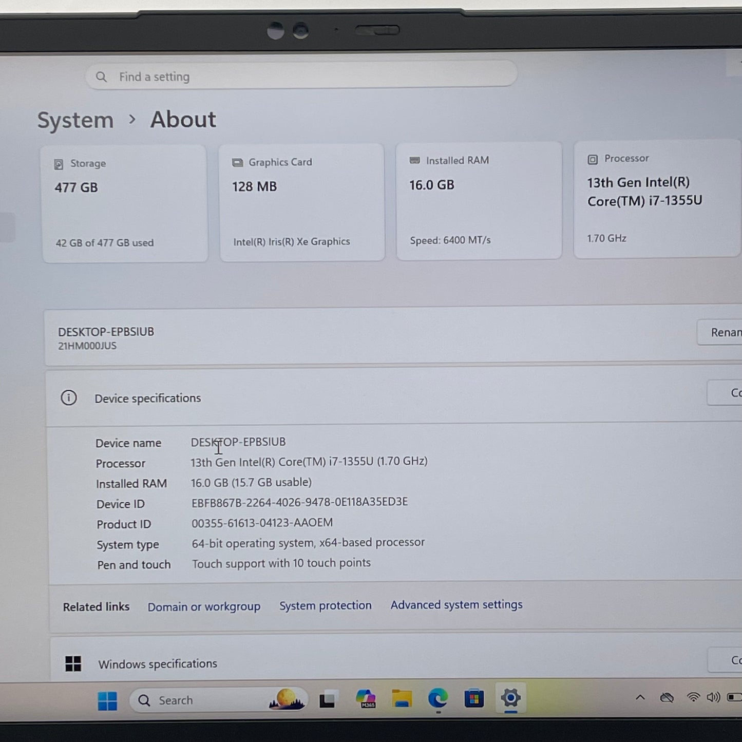 Lenovo ThinkPad X1 Carbon Gen 11 14" i7-1355U 1.7GHz 16GB RAM 512GB SSD