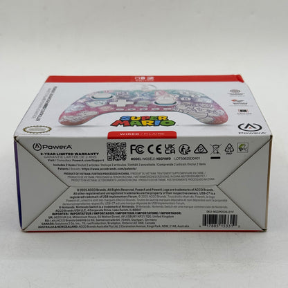 New PowerA Advantage Mushroom Kingdom Wired Controller White For Switch 2