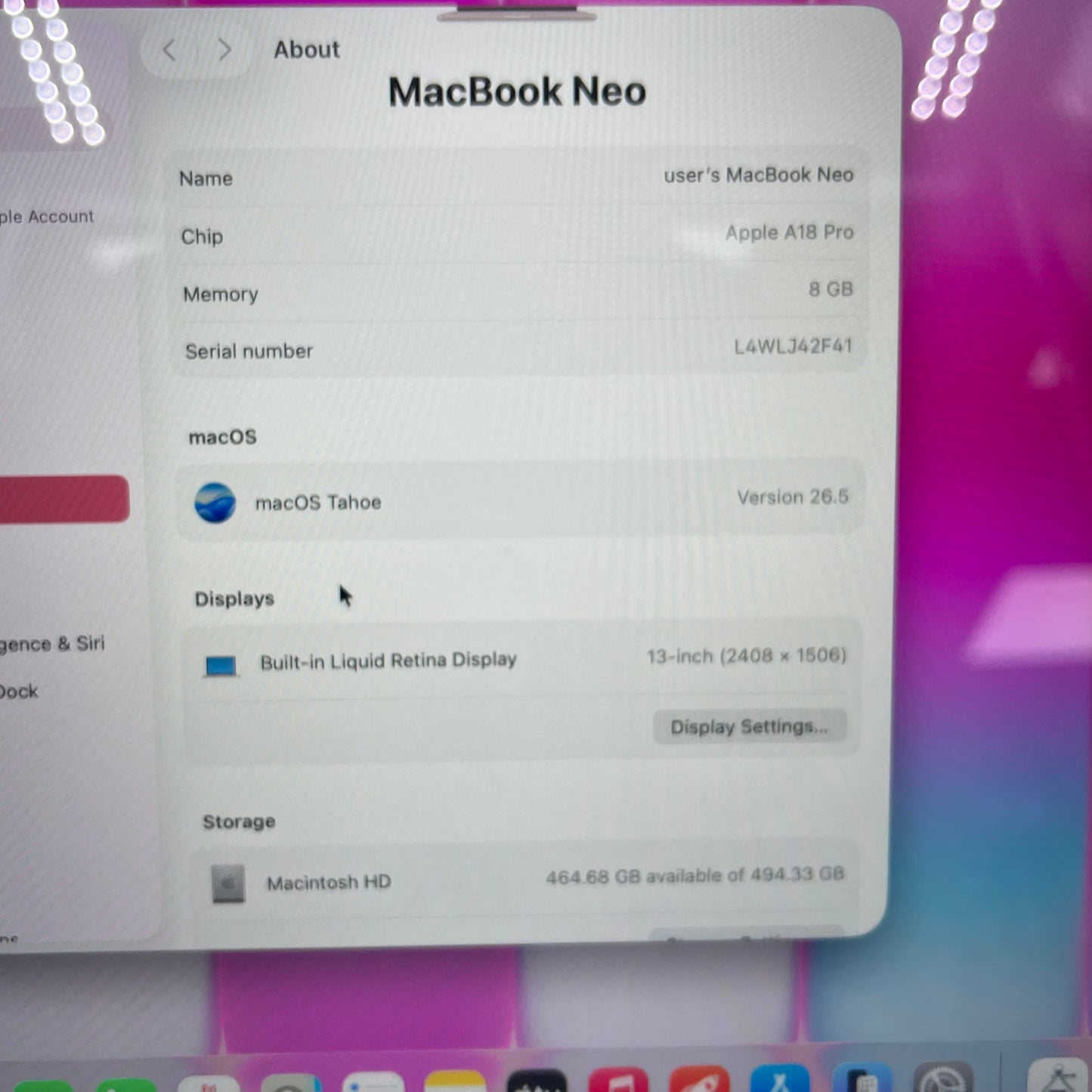 2026 Apple MacBook Neo 13" A18 Pro 5C GPU 4.0GHz 8GB RAM 512GB SSD A3404