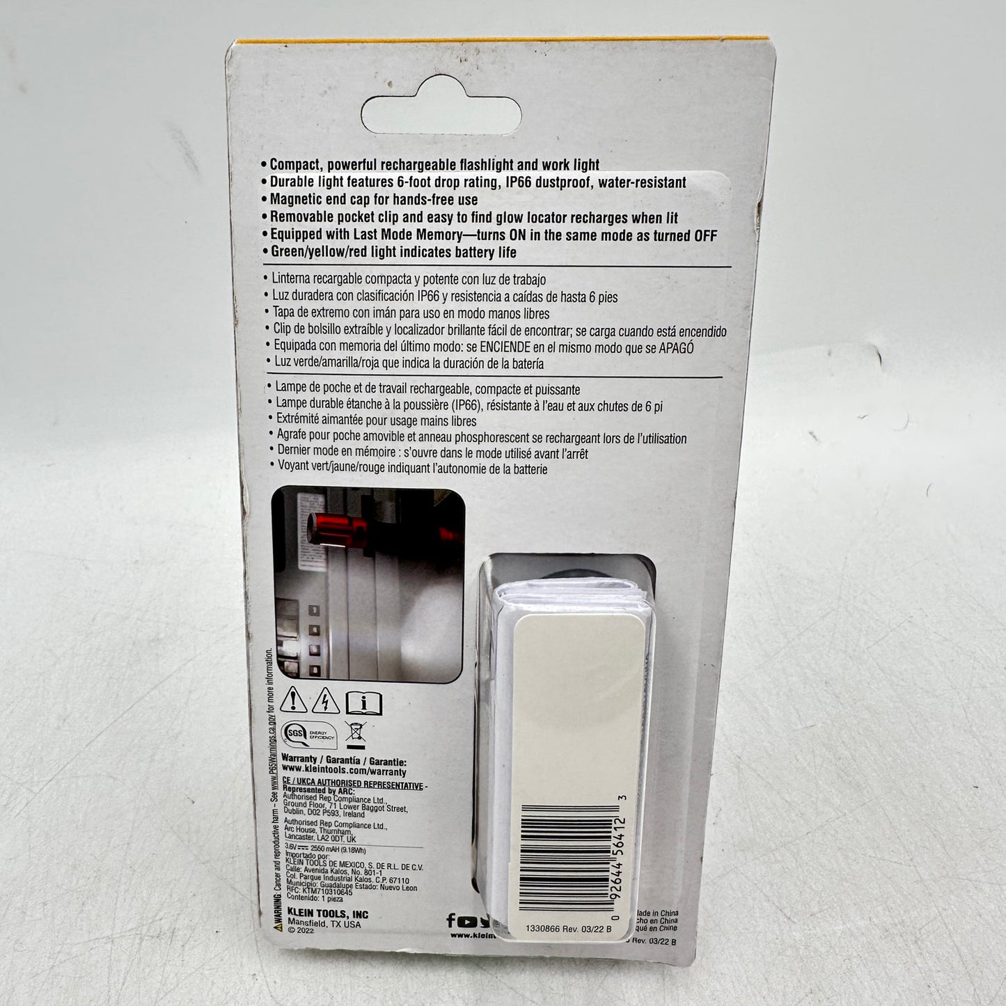 New KLEIN Rechargeable Flashlight with Worklight  56412