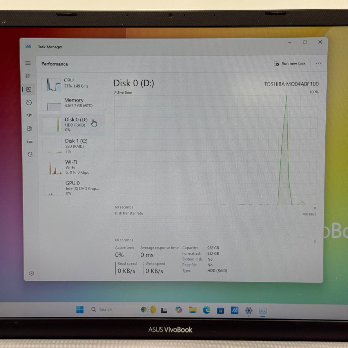 Asus Vivobook 17 X712J 17.3" i3-1005G1 1.2GHz 8GB RAM 1TB HDD 256GB SSD READ