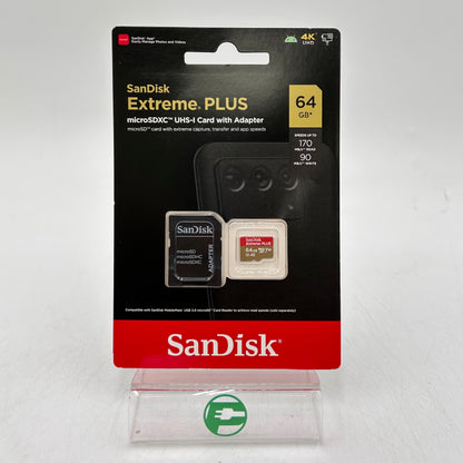 New SanDisk Extreme Plus 64GB 170MB/s SDXC Card 4K SDSQXBZ-064G-AP6MA