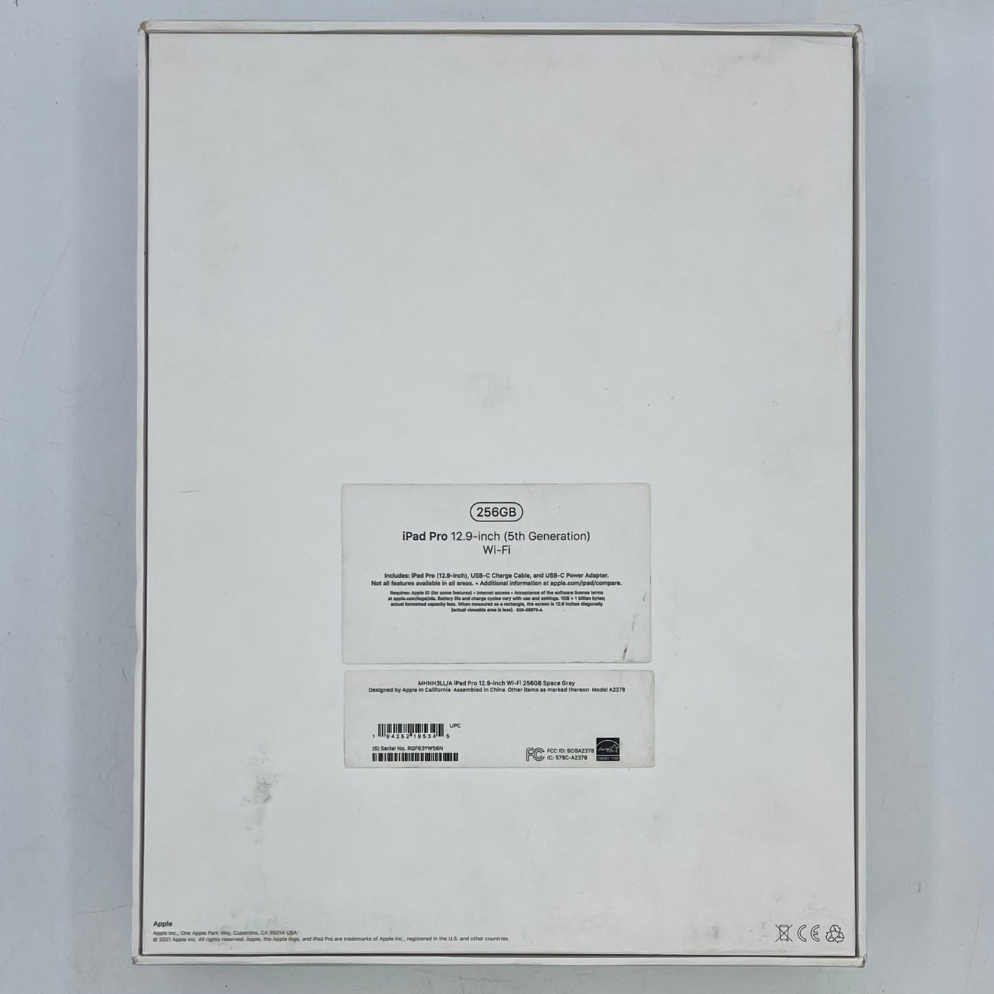 WiFi Only Apple iPad Pro 12.9" 5th Gen 256GB Space Gray MHNH3LL/A