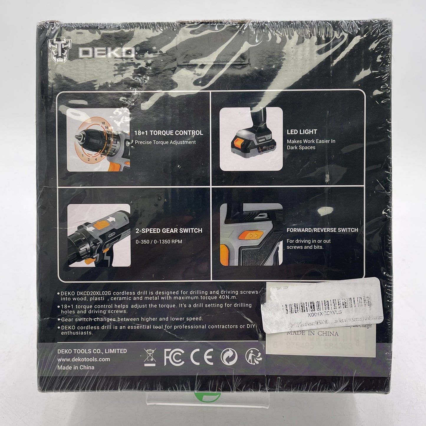 New Deko DKCD20XL02G 20V Cordless Drill