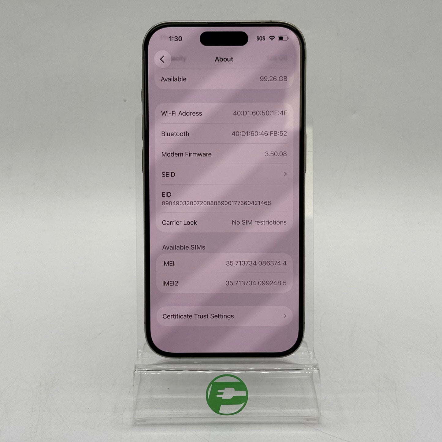 Factory Unlocked Apple iPhone 15 Pro 128GB Natural Titanium MTQP3LL/A
