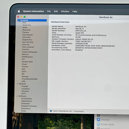 2025 Apple MacBook Air 15" M4 10C GPU 4.5GHz 16GB RAM 256GB SSD A3241