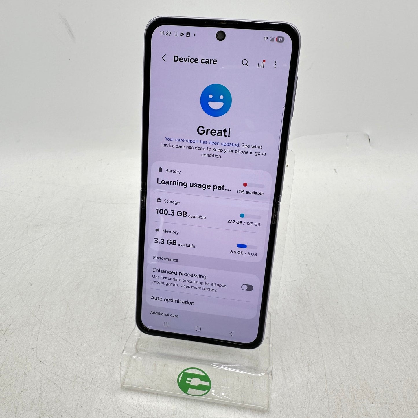 Unlocked Samsung Galaxy Z Flip3 8GB RAM 128GB SM-F711U Lavender READ